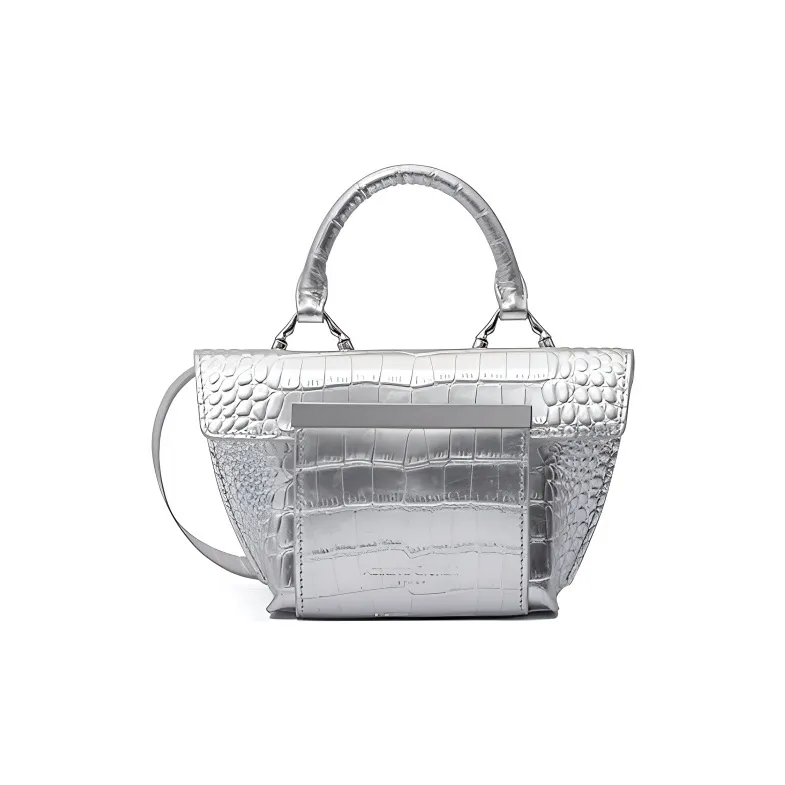 Azzurra Gronchi Сумка через плечо из коровьей кожи сумка NANO женская ярко-серебристая