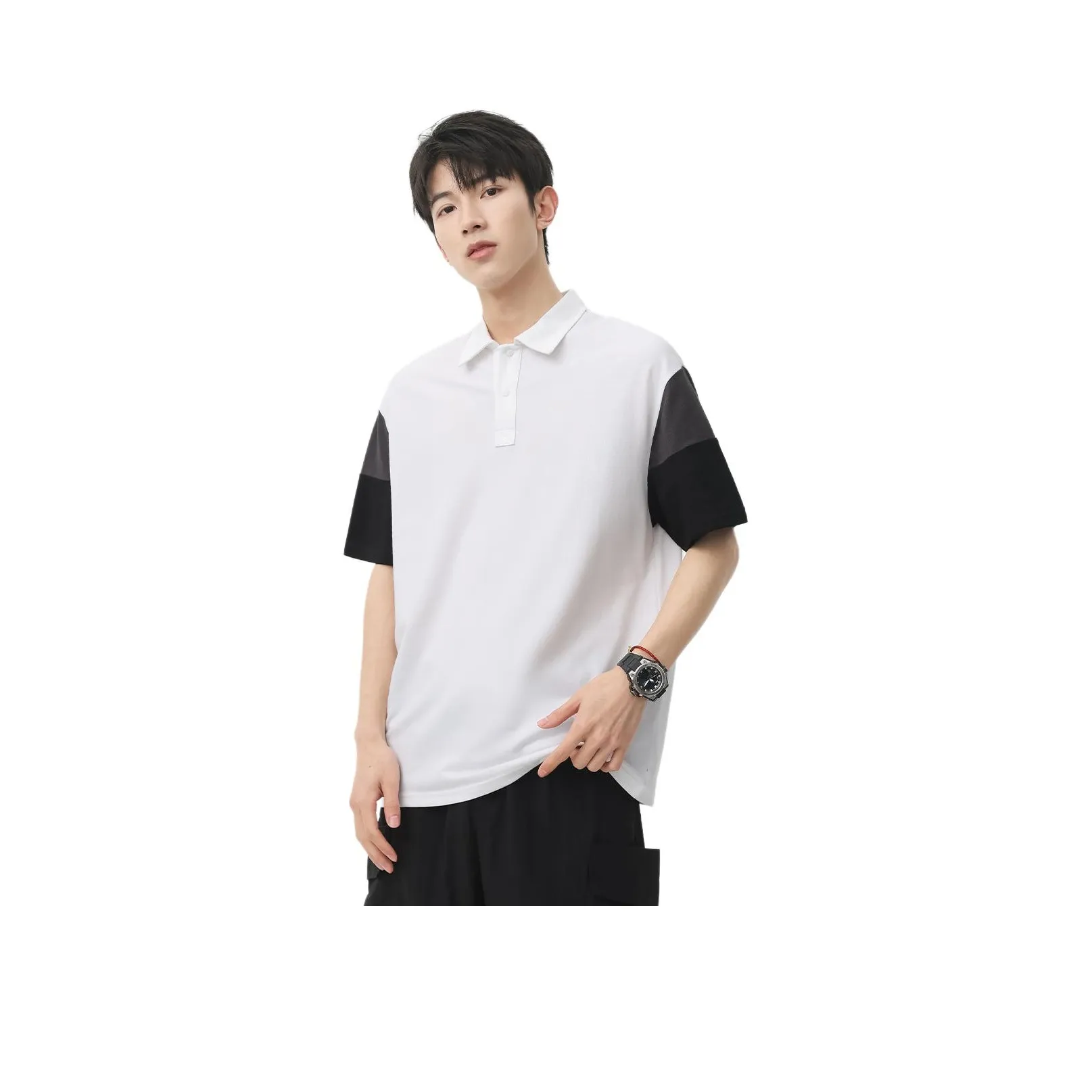 BALENO Fashion Business Повседневный Многоцветный Отложной воротник Топ Свободный крой Короткий рукав Летний Мужской Белый