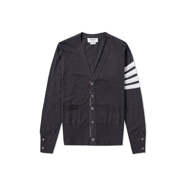 THOM BROWNE 4 Bar V neck Merino Cardigan
