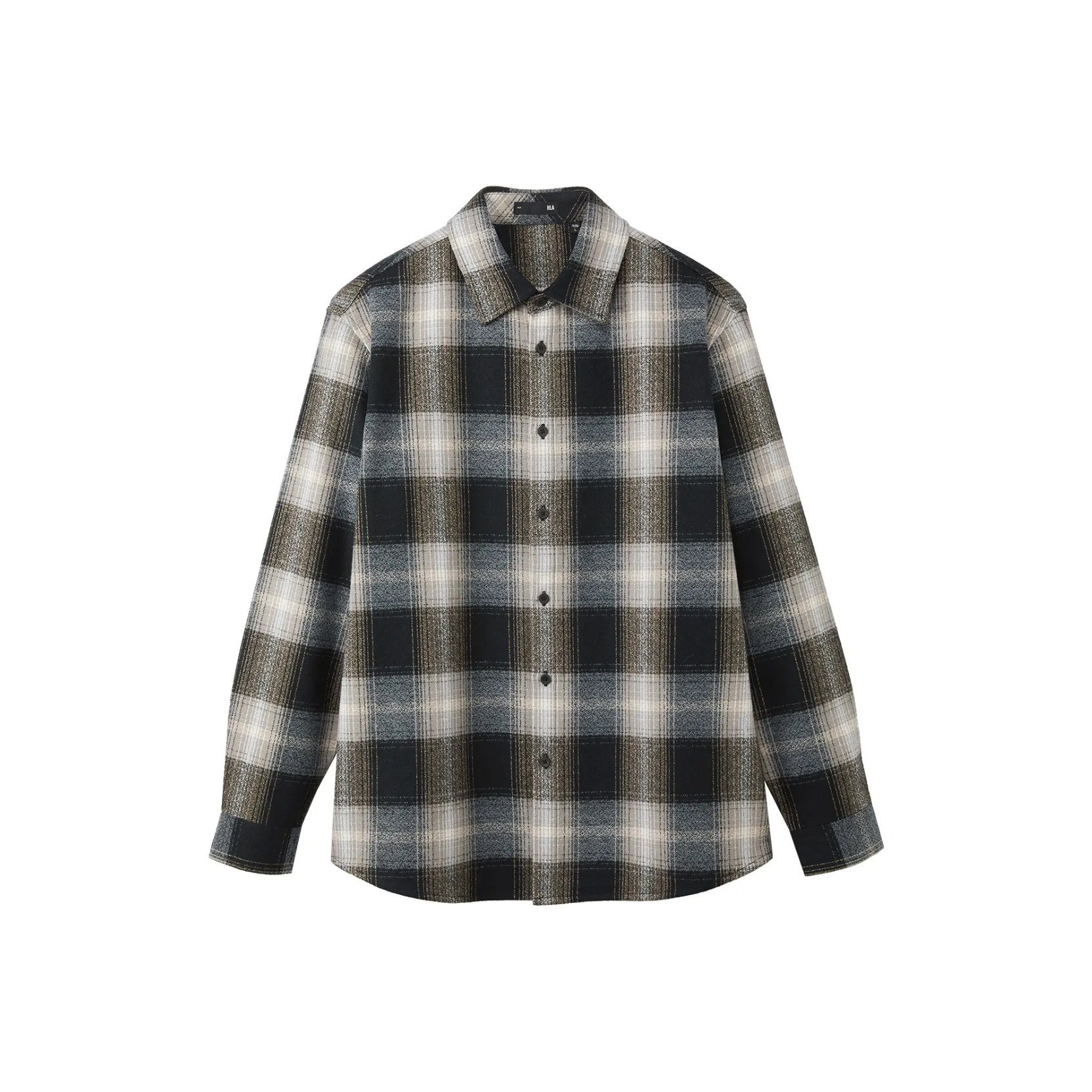 HLA Gradient Plaid Classic Lapel Warm Long-Sleeved Shirt Men's