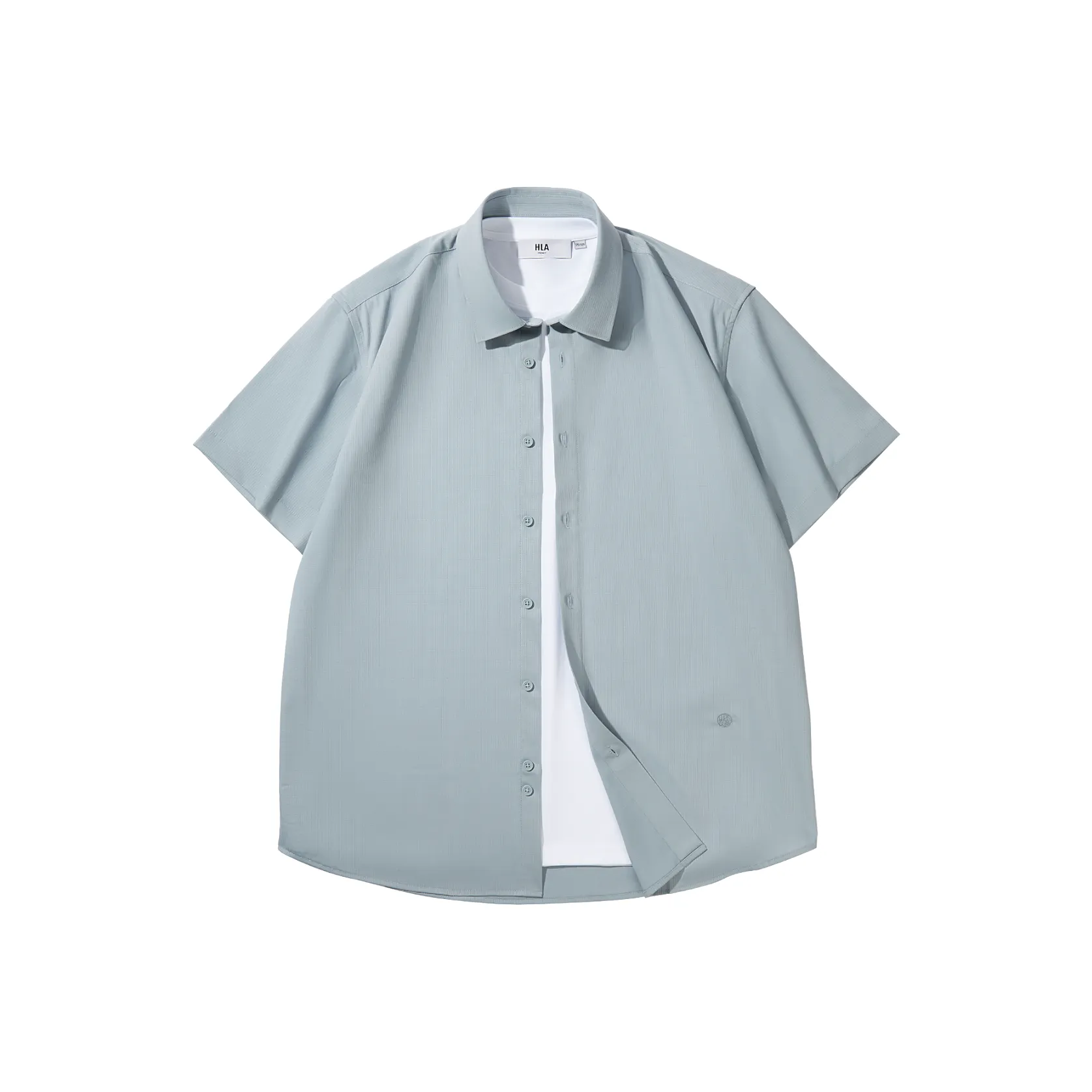 HLA Shirts Men's Bamboo Fiber Light Blue Checkered 11