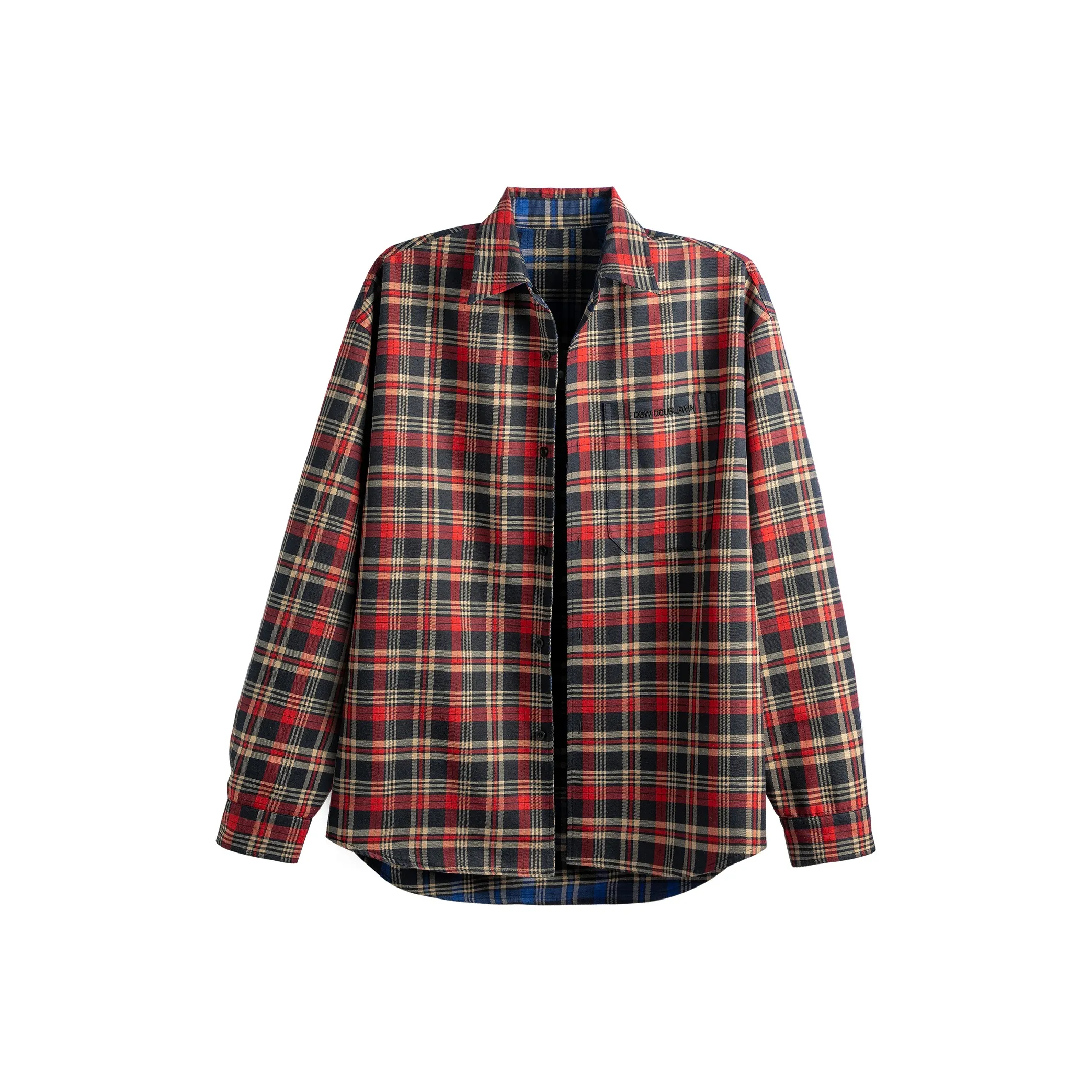 DBW DOUBLEWIN Рубашка Унисекс Красная Синяя Клетка