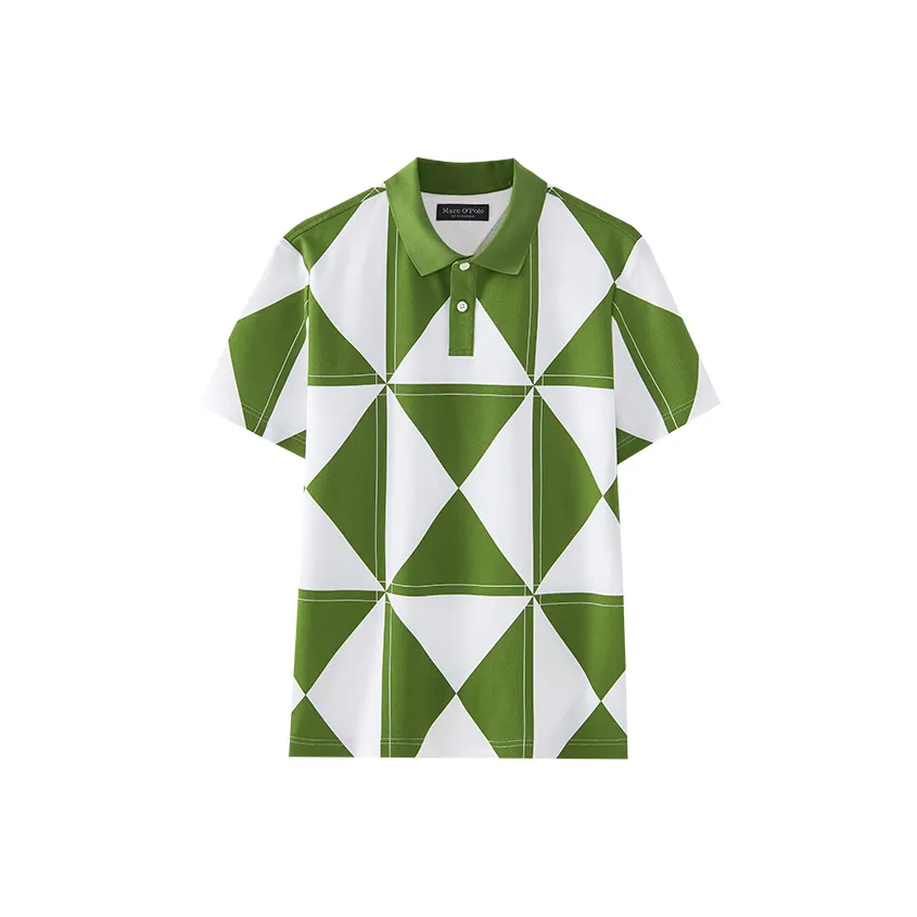 MARC OPOLO Поло Мужское Зеленое Геометрическое Цветочное