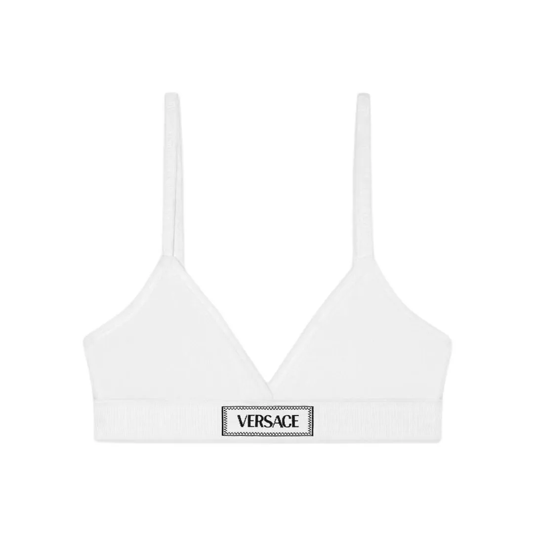 VERSACE Logo Patch V Neck Bra
