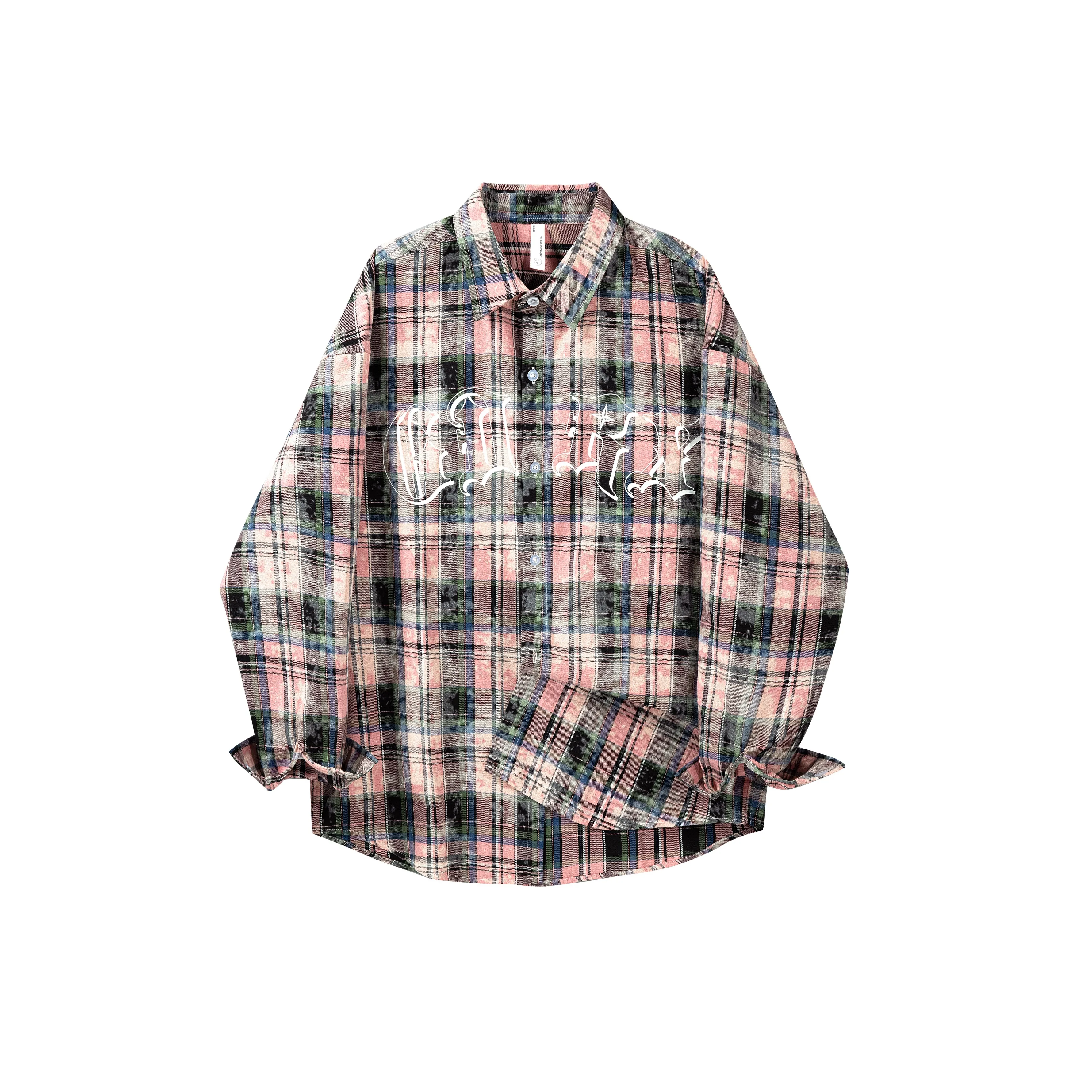 GDRX Shirt Unisex Pink Plaid Tie Dye