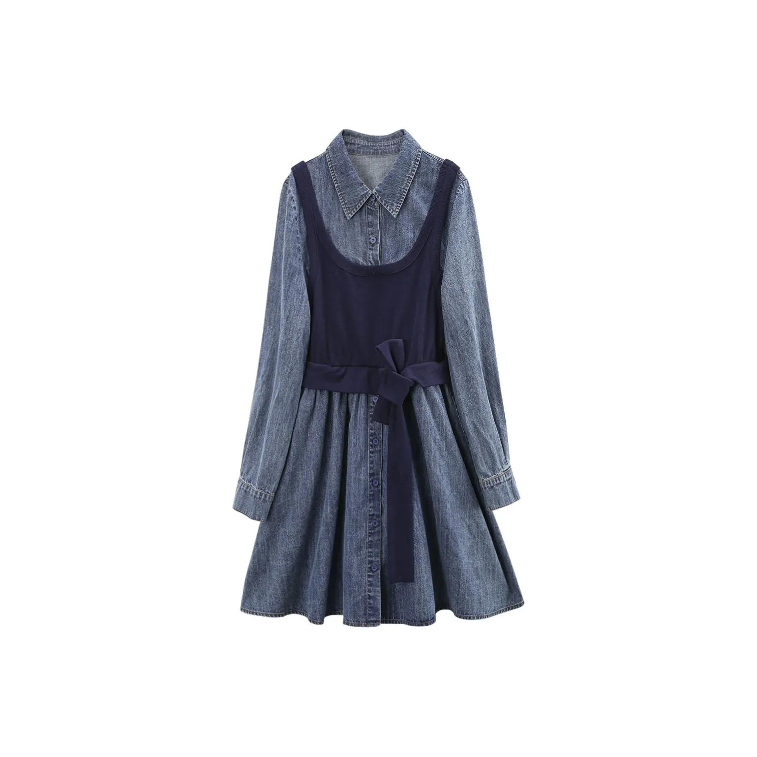 A Paradise For Awakening Длинное платье с длинными рукавами женское джинсовый синий