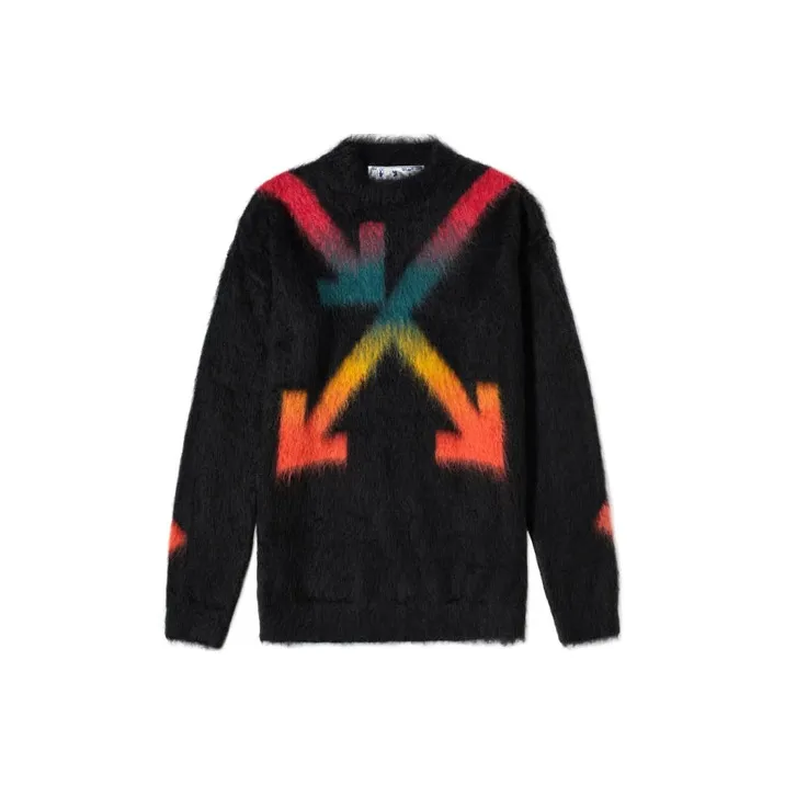 OFF WHITE Fuzzy Arrows Crew Knit Sweater