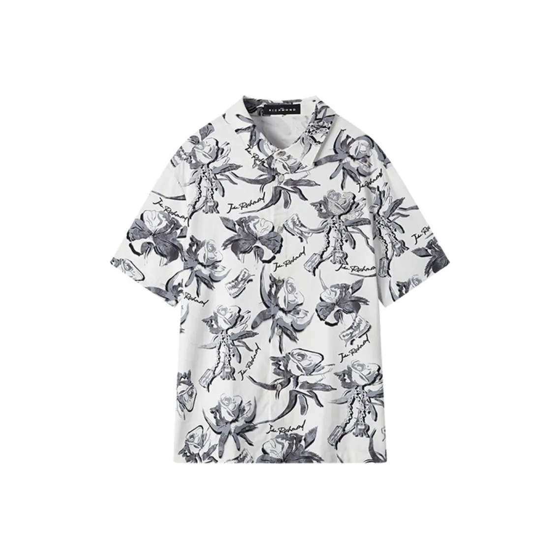 JOHN RICHMOND SS24 Рубашка Мужская Средняя Серая Растение