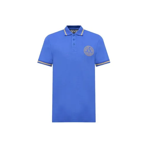 VERSACE JEANS COUTURE Мужское Поло Королевского Синего Цвета