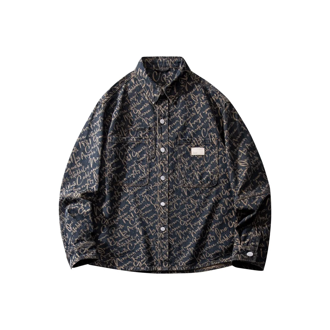 HZWH Весенний Осенний Американский Длинный Рукав Рубашка Мужская Синяя