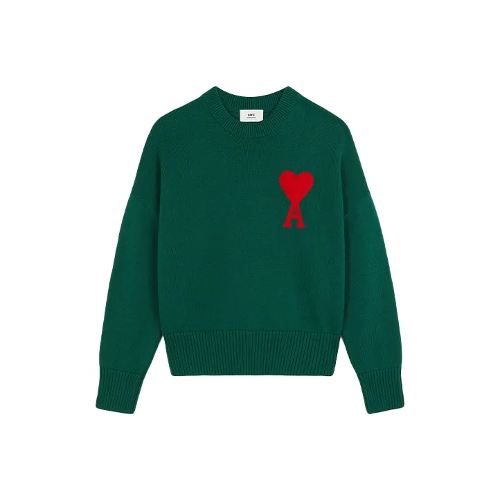 Ami Big Heart Embroidery Crewneck Sweater