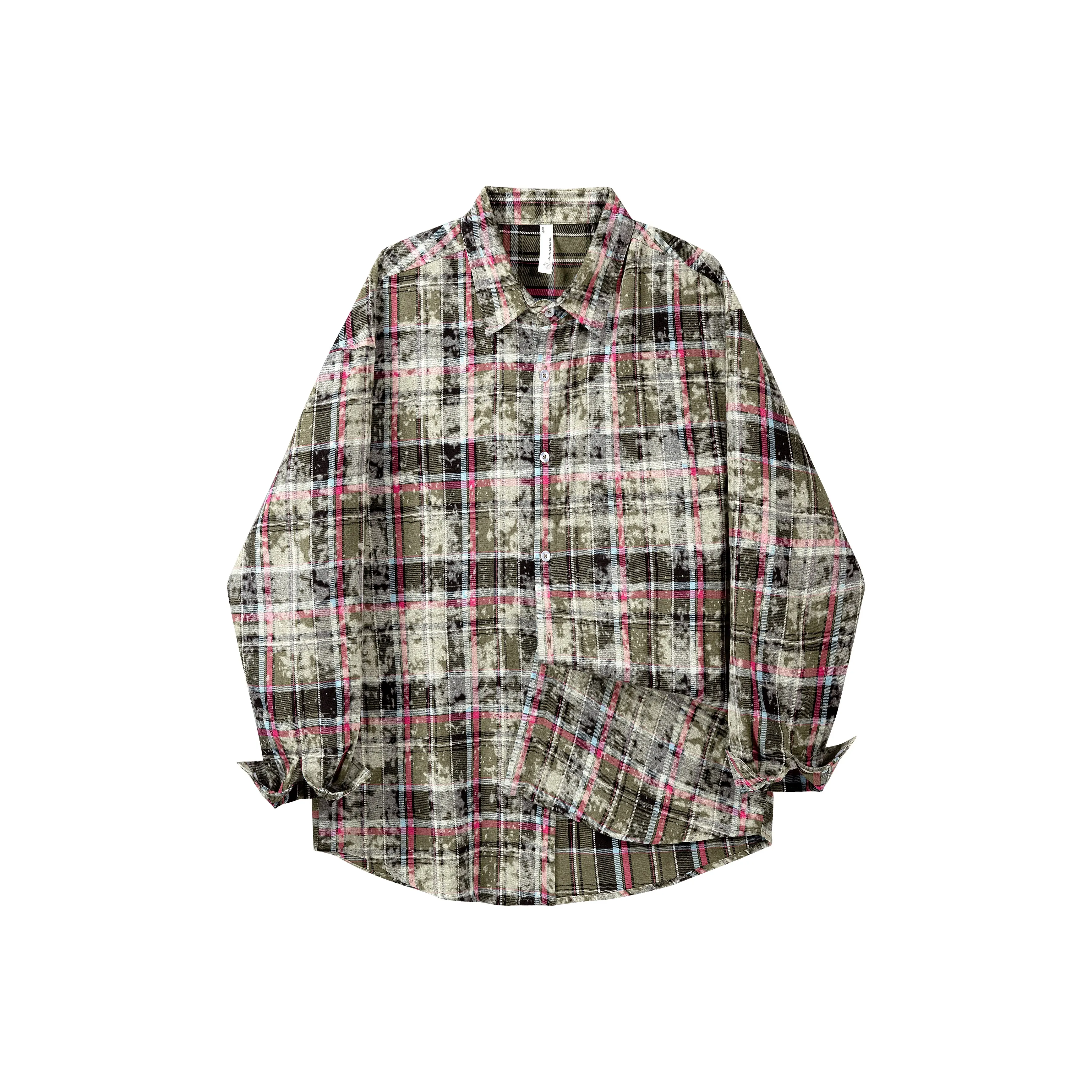 GDRX Рубашка Унисекс Зеленая Клетка Tie Dye