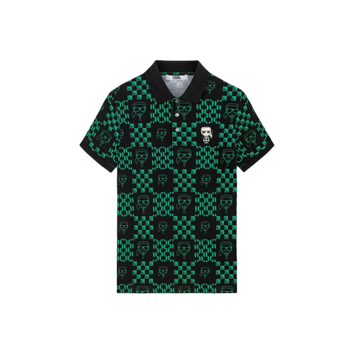Поло Мужское KARL LAGERFELD Черное Зеленое