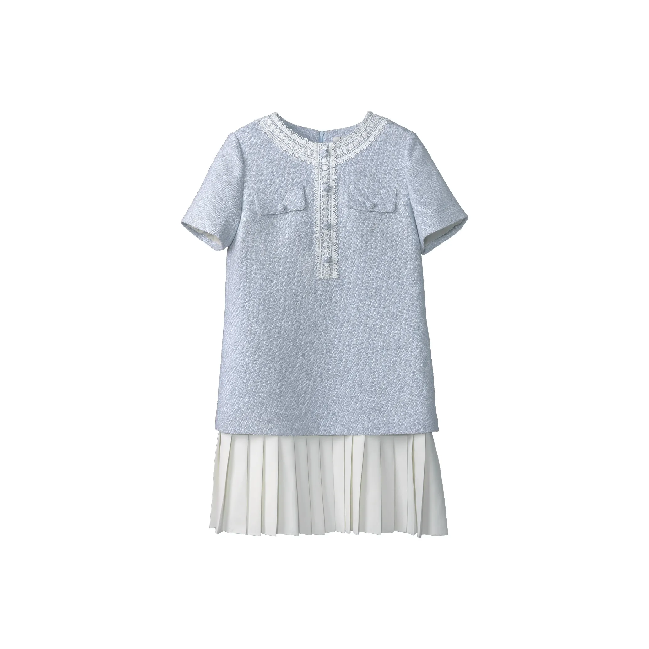 Fstudio Короткий рукав Платье Женское Светло-синий