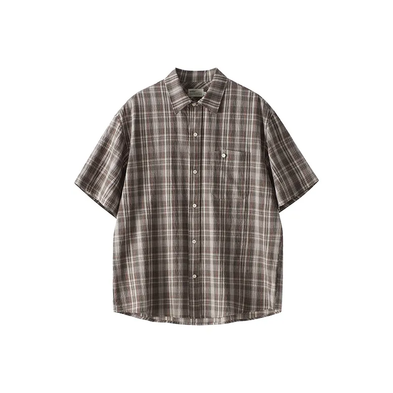 BUTTBILL Рубашка Унисекс Серый Зеленый Клетка