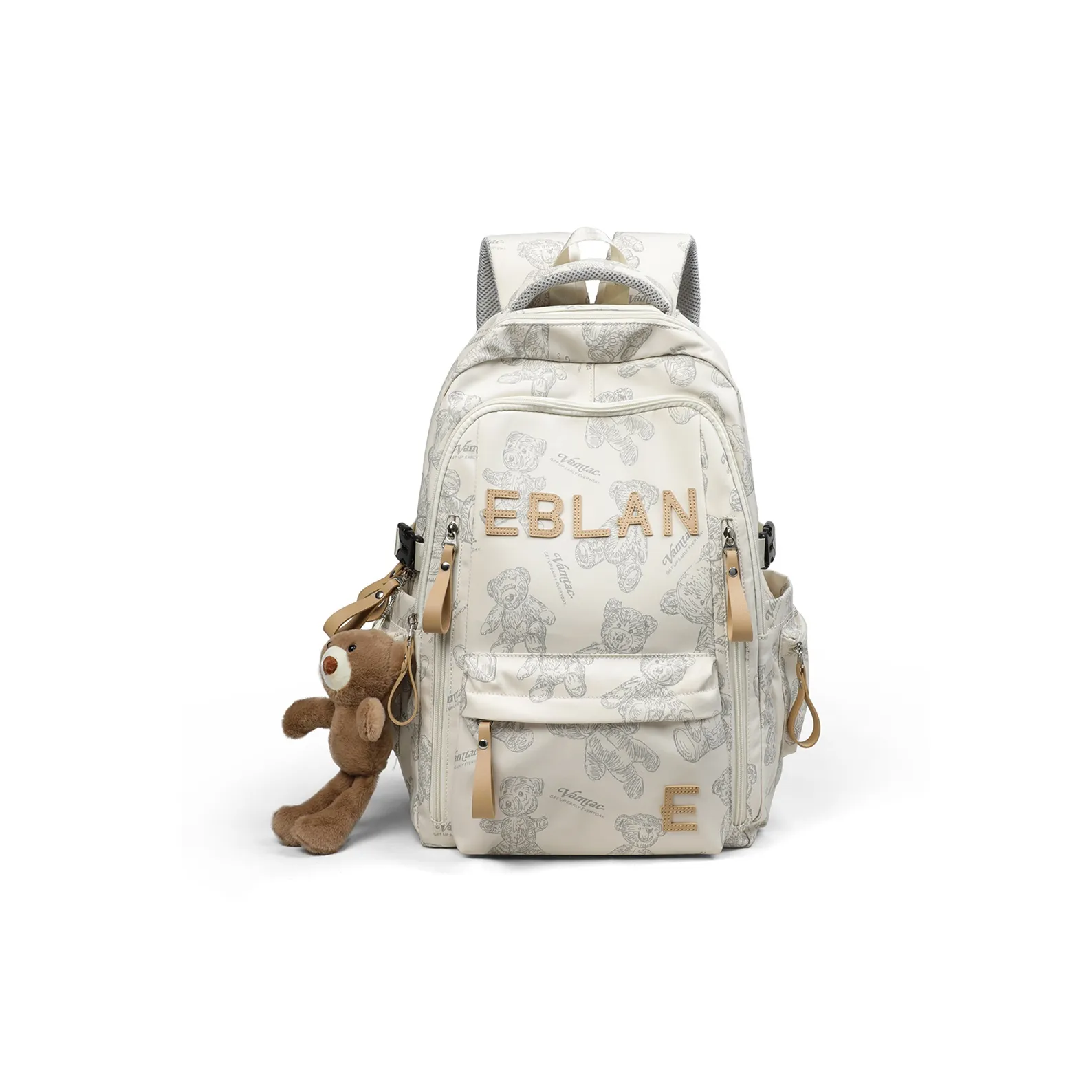 EBLAN Fabric Backpack Regular Unisex Ecru/Black