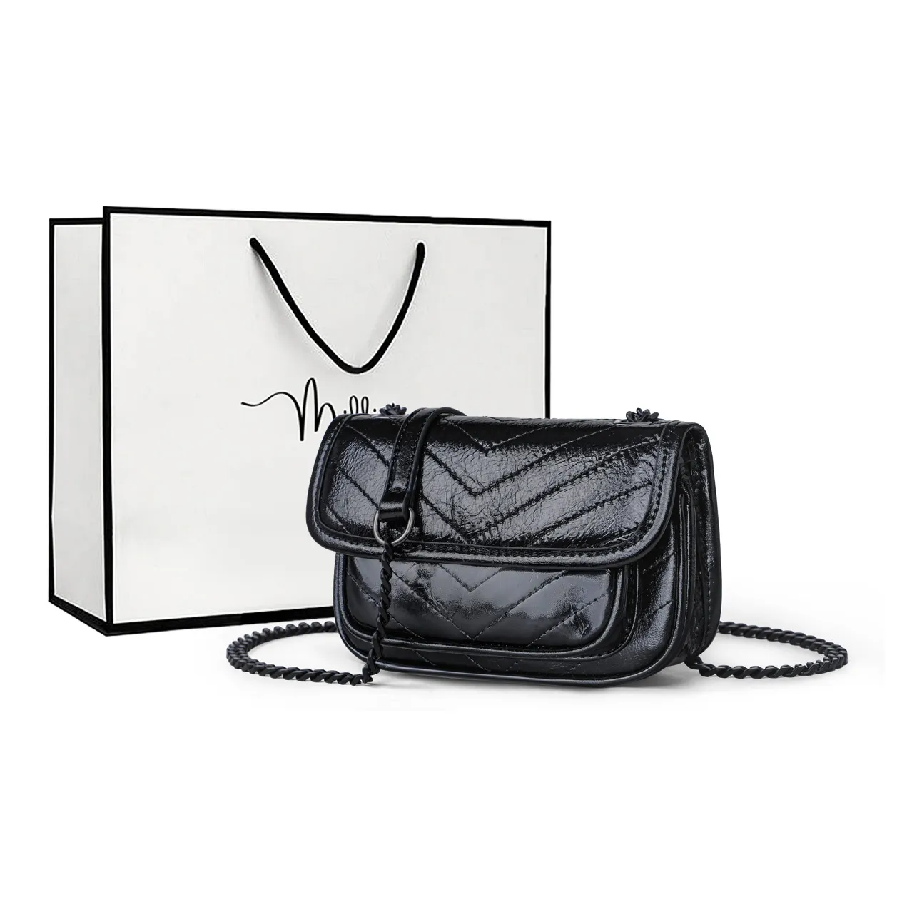 MILLIE'S Сумка через плечо из коровьей кожи сумка-сэтчер женская черная серебристая