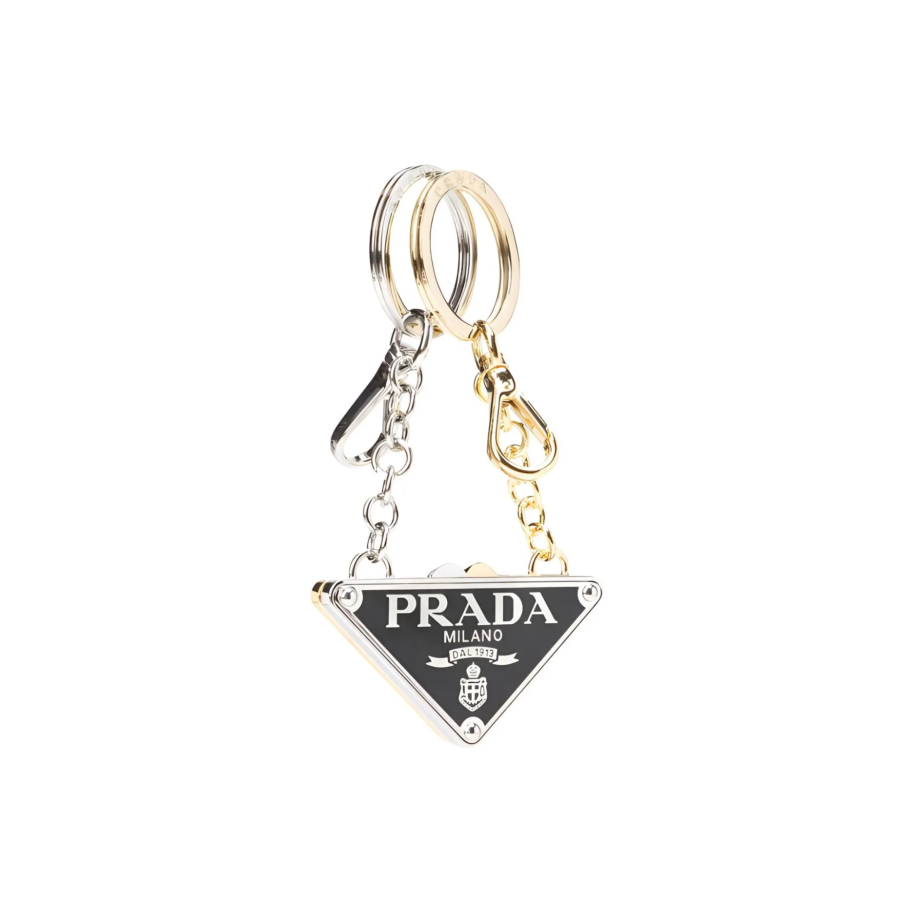 PRADA Logo Triangle Set Of Two Keyrings