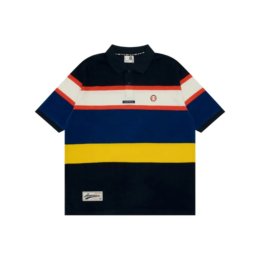 Aape By *A Bathing APE® Logo patch Striped Polo Shirt