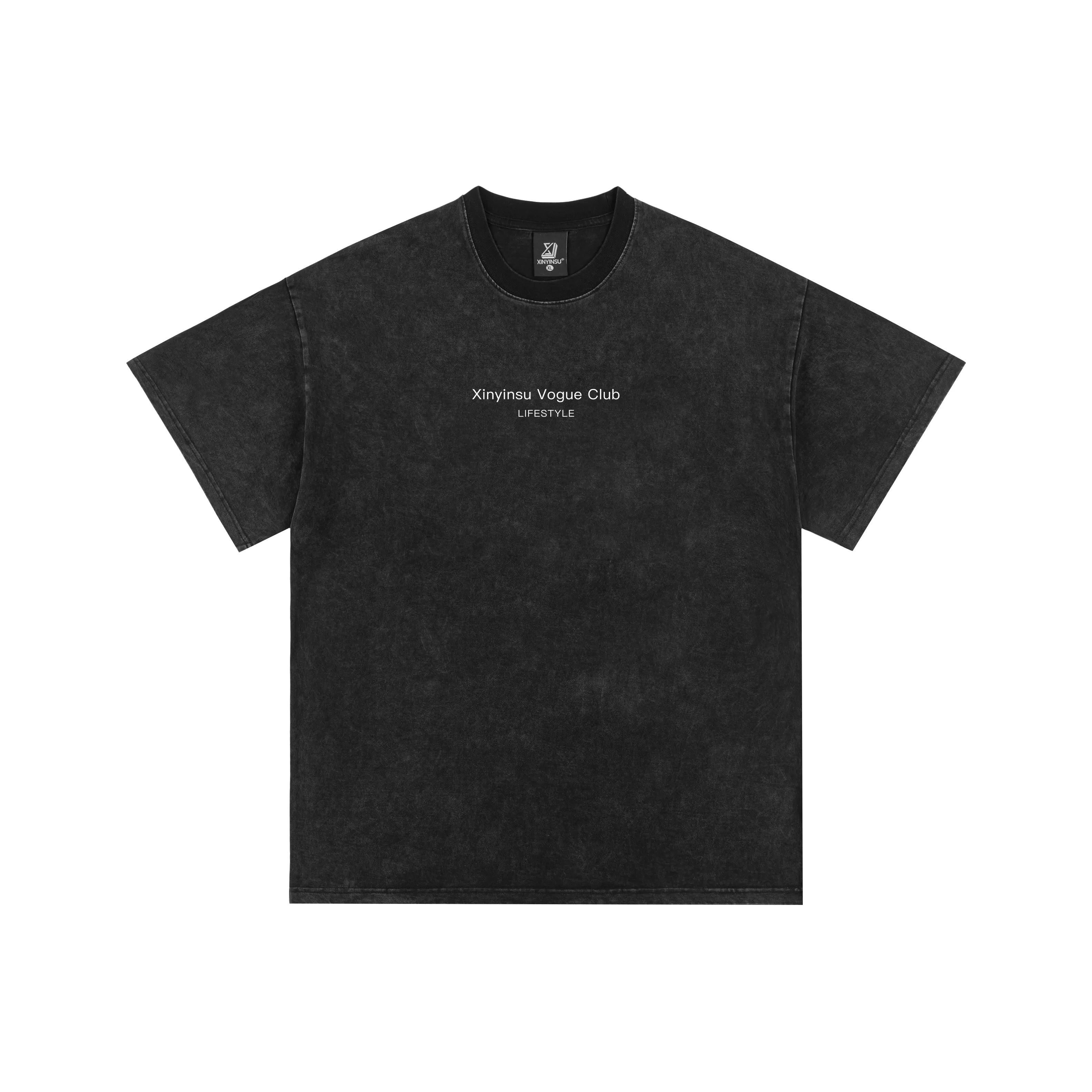 XINYINSU T-Shirt Унисекс Выцветший Черный