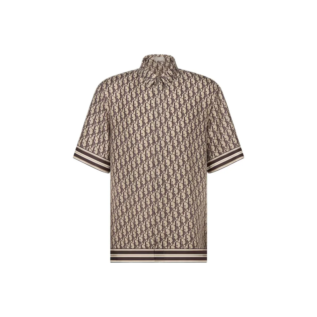 DIOR Oblique Short Sleeved Shirt Men's Brown
