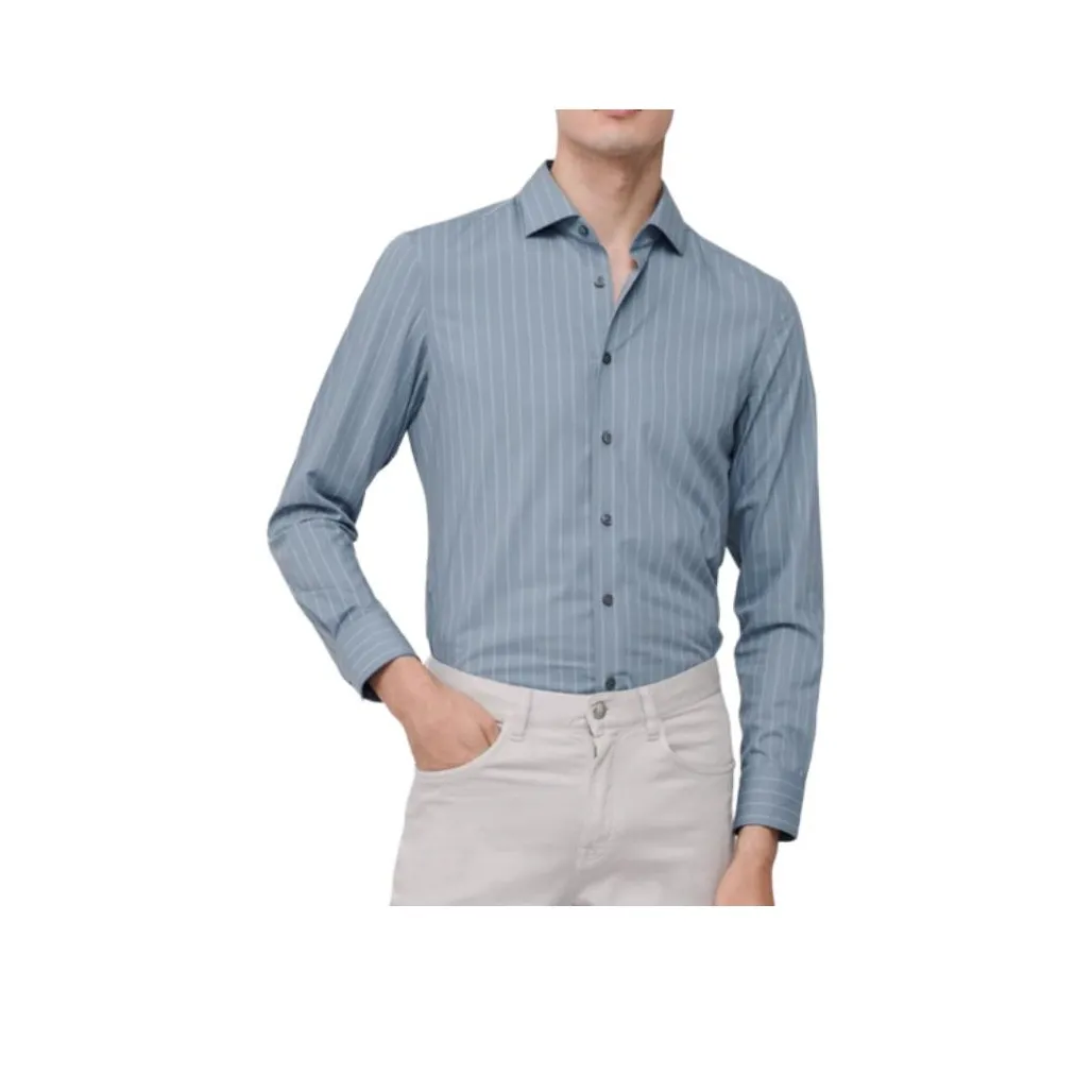 JODOLL Пыльно-синяя мужская рубашка