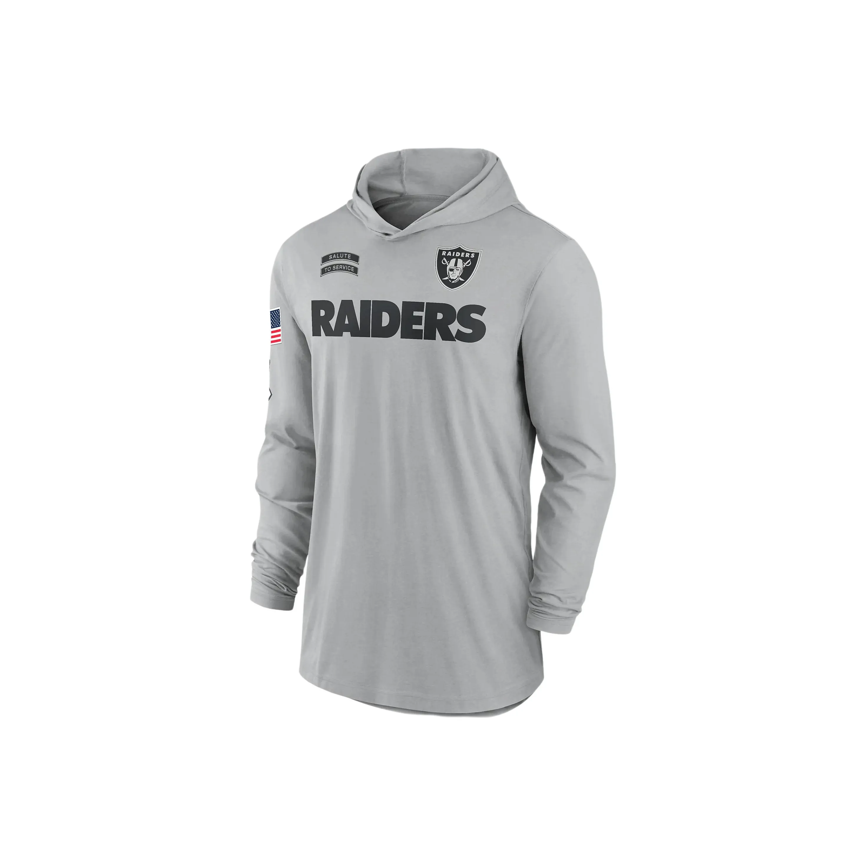 Nike Las Vegas Raiders Salute To Service Edge Mascot Lockup Men's Nike Dri FIT Nfl Long Sleeve Hooded Top
