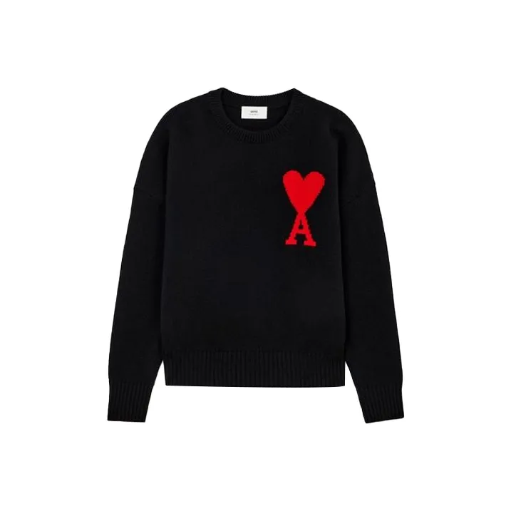 AMI Paris Black Ami De Cœur Sweater