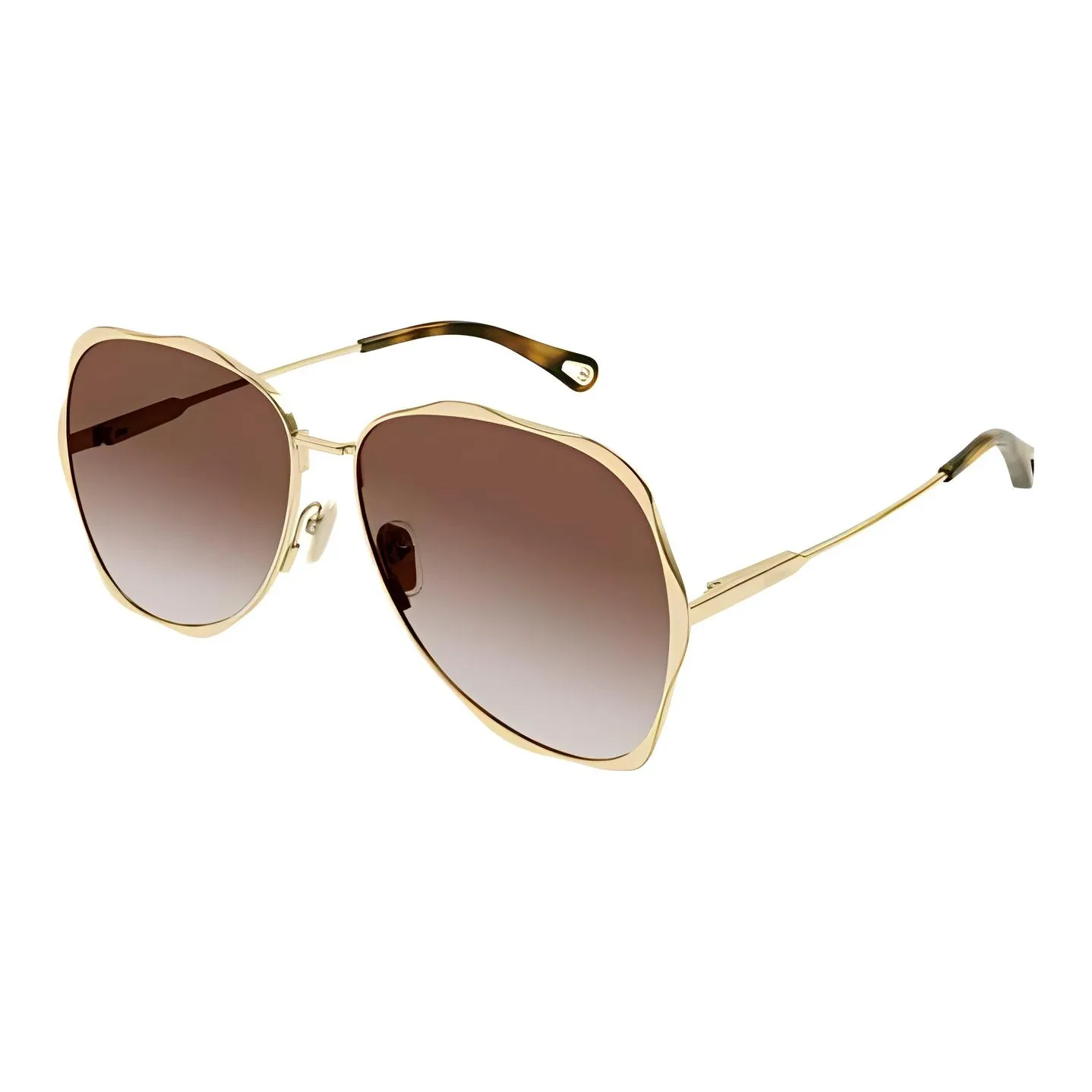 Chloe Metal Irregular Shape Sunglasses Men's Gold