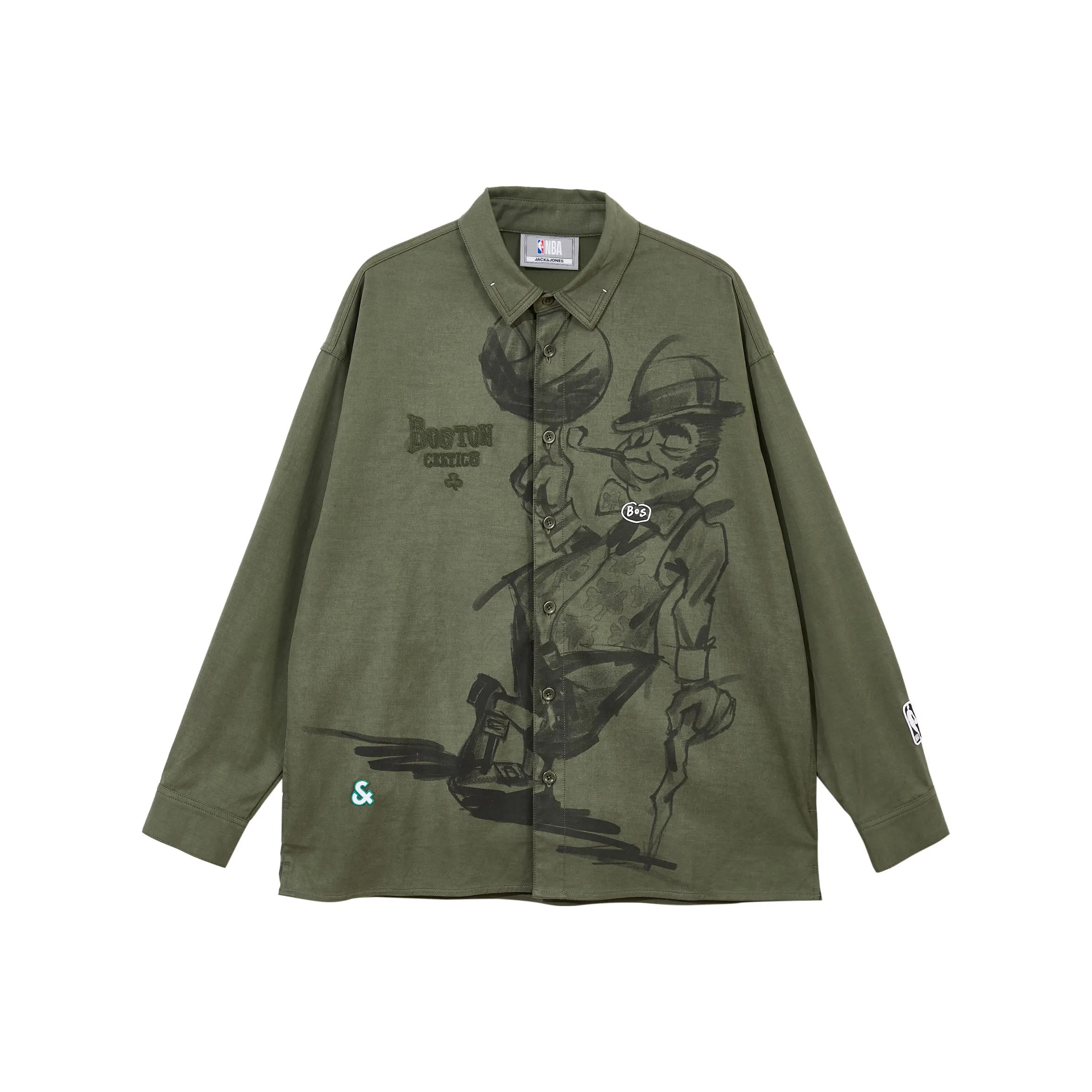 JACK JONES· X NBA Рубашка Мужская Травяной Зеленый
