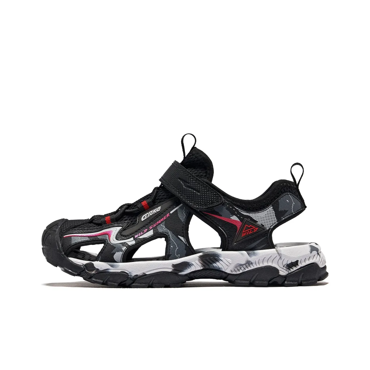 ERKE KIDS Джунгли 2 Дышащий Быстросохнущий Низкий Топ Детские Сандалии Глубокий Черный Киноварный Красный Подростки