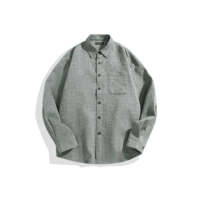 PEACEBIRD MEN Серый Зеленый 1 Мужская Рубашка
