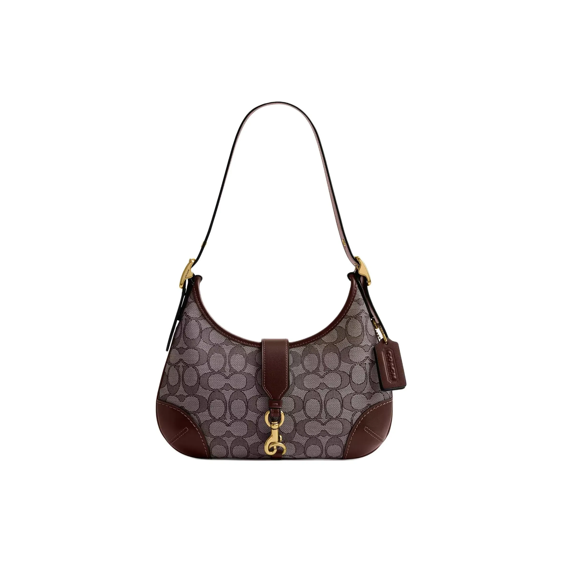 COACH Hamptons Ткань + Искусственная кожа Полумесяц Сумка Сумка Сумка через плечо Средняя Женская Кленовый