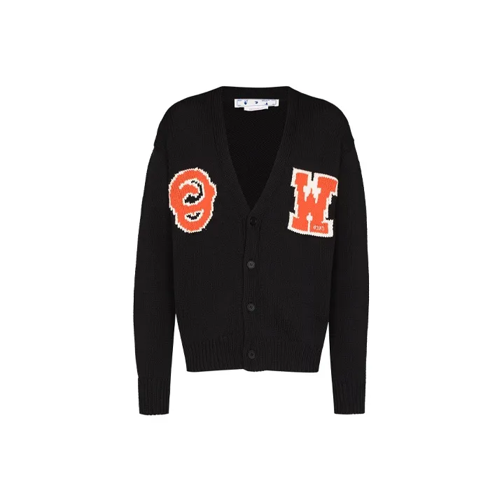 OFF WHITE Logo Patch V Neck Cardigan