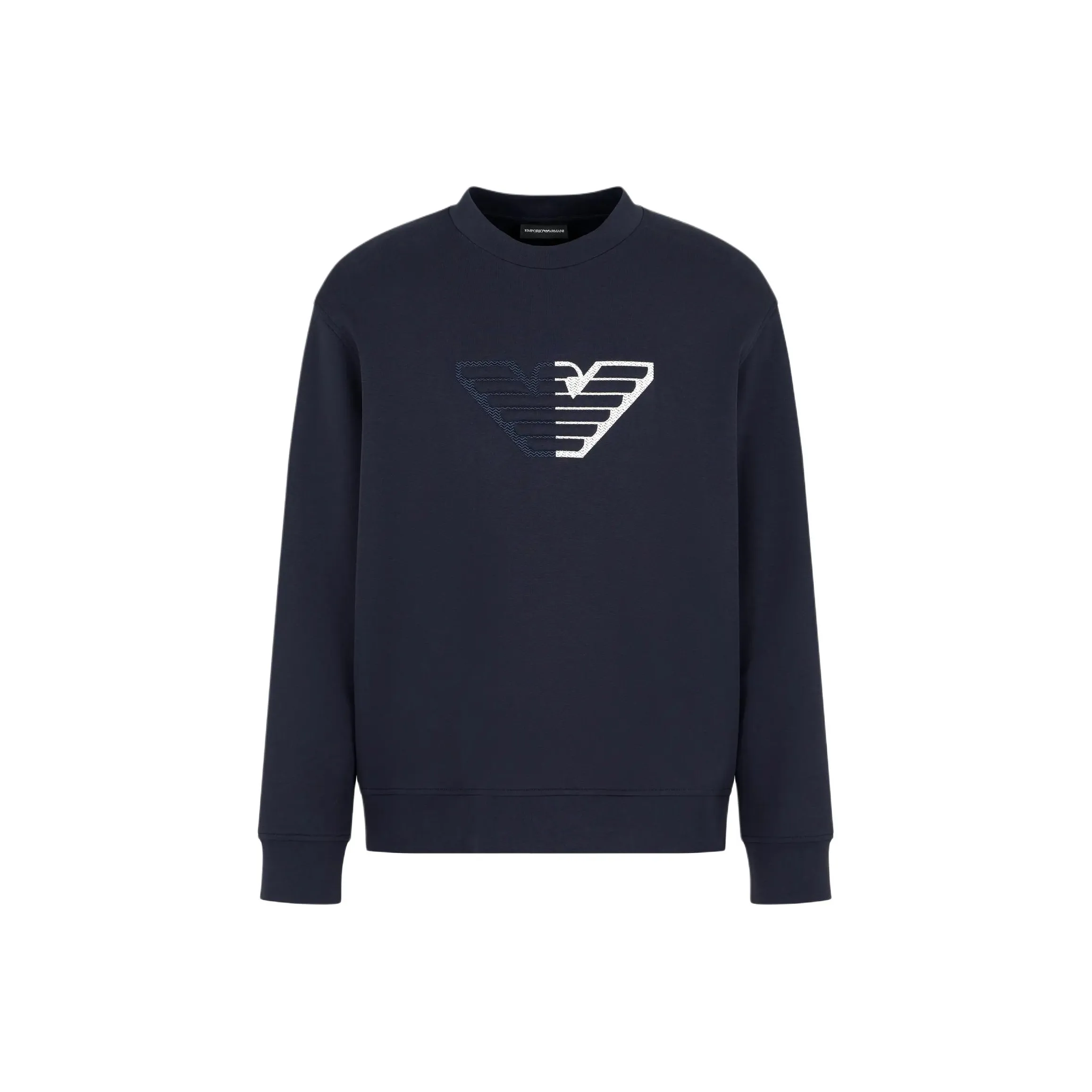 EMPORIO ARMANI Double jersey Sweatshirt With Embossed Oversized Eagle On A Chevron Background