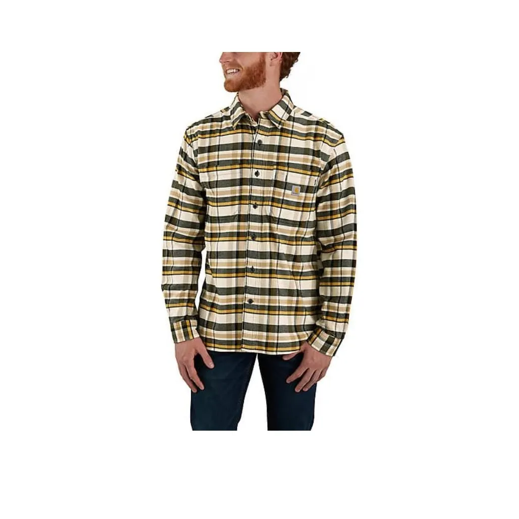 Carhartt 106352 MIDWEIGHT Фланель Длинный Рукав Клетчатая Рубашка Relaxed Fit Мужская Сладкий Желтый