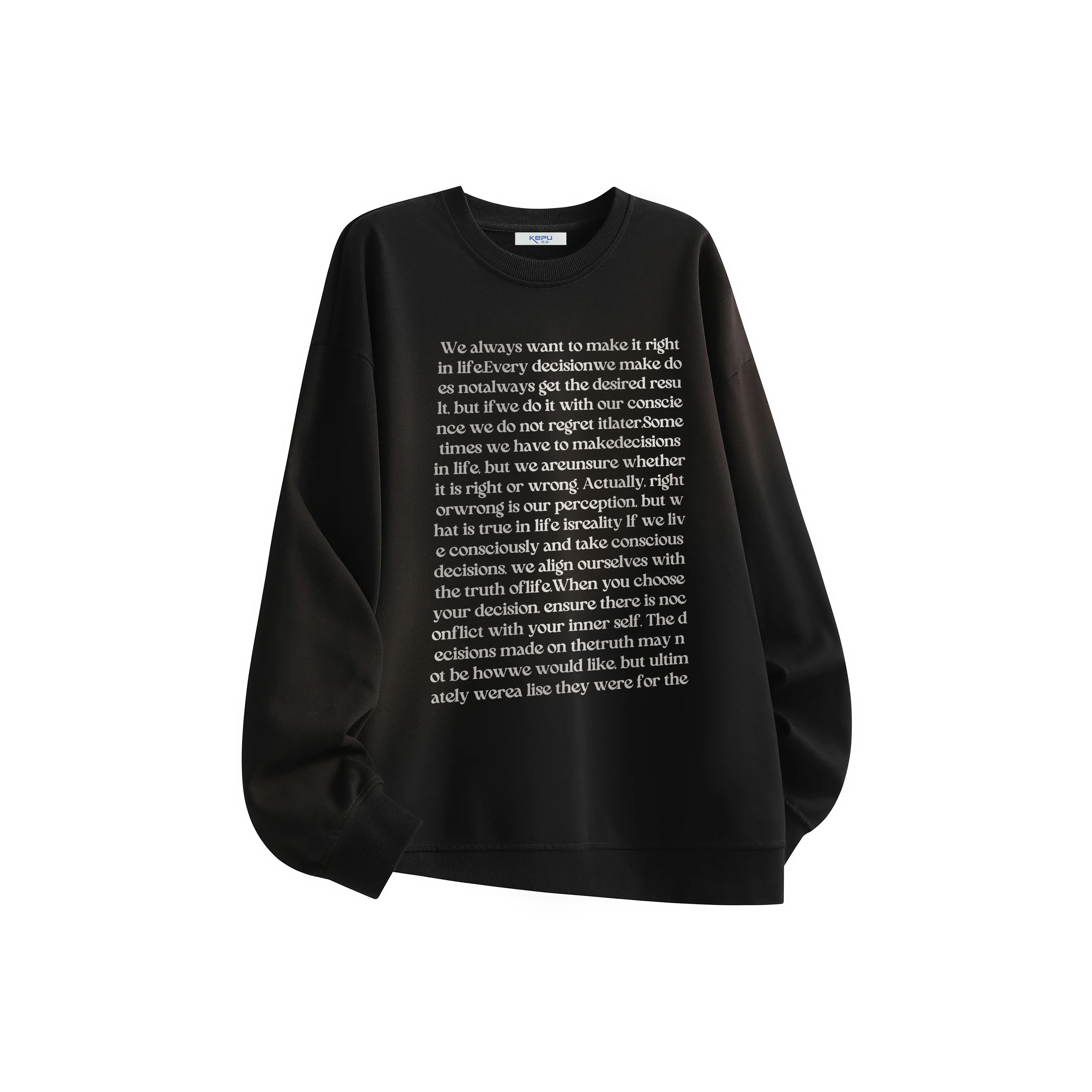 Kepu Crew Neck Thin Fleece Lined Hoodies & Sweatshirts Unisex