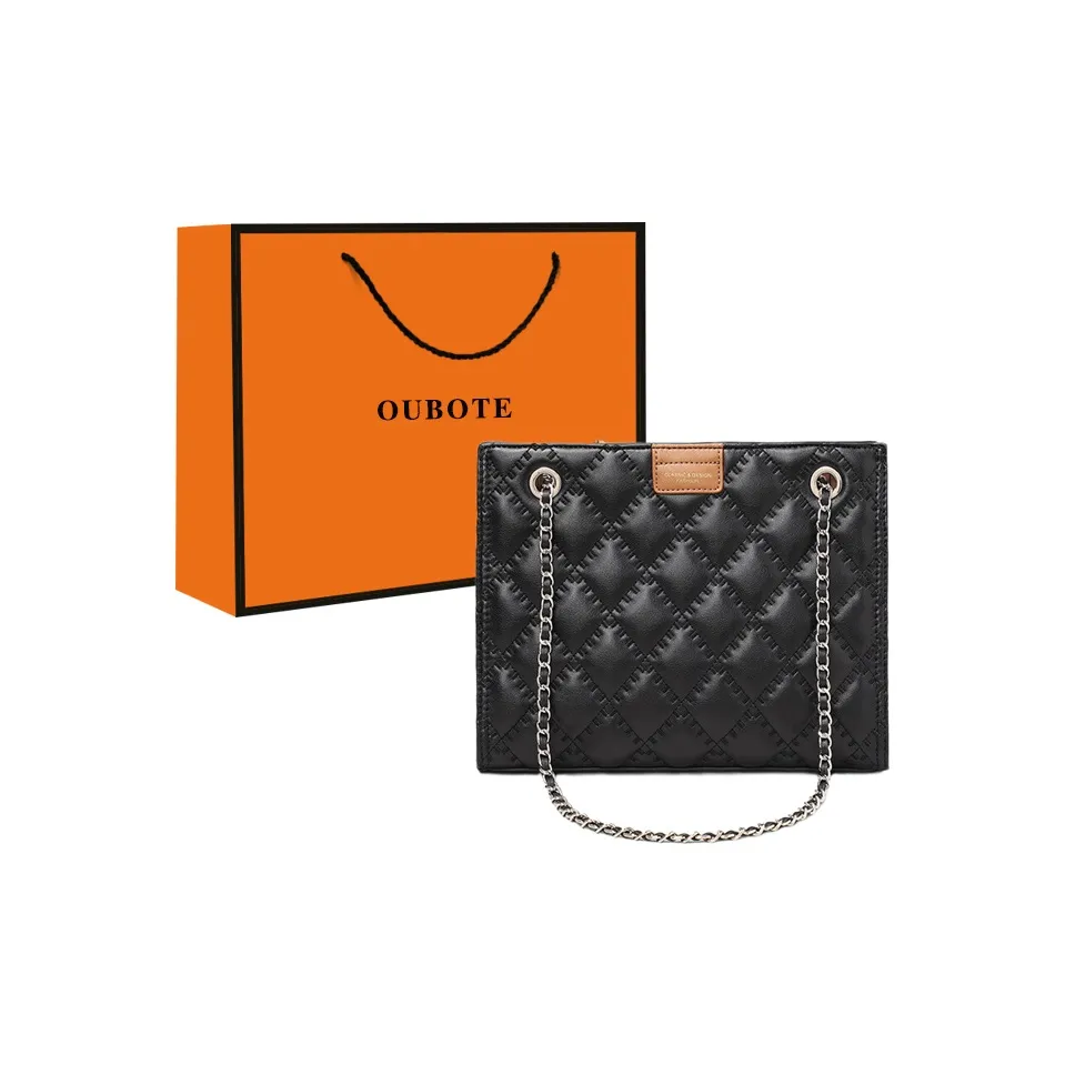 OUBOTE Сумка через плечо из коровьей кожи сумка Tote обычная женская черная