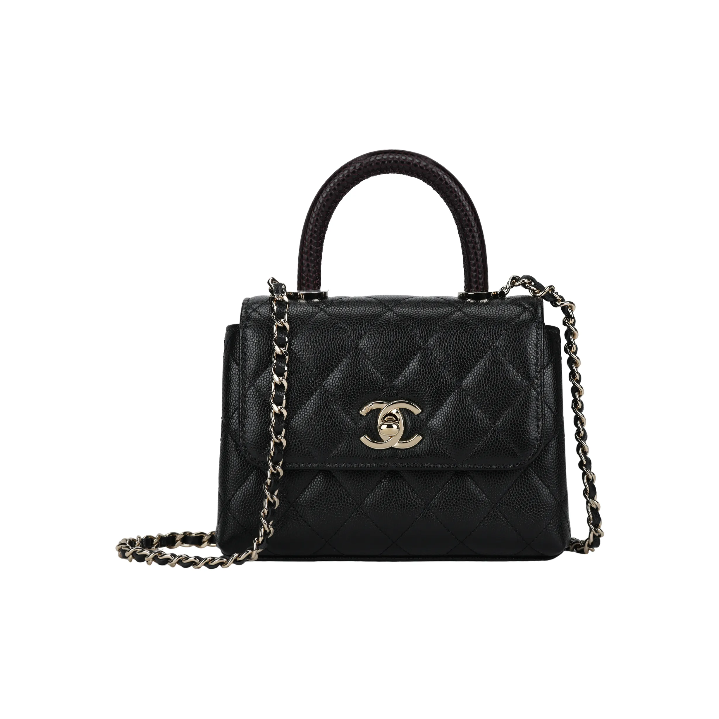CHANEL Coco Handle Cow Leather Shoulder Bag, Crossbody Bag, Handbag Women's Black