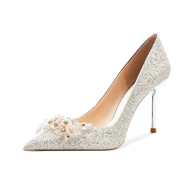 Crelinkxlat Высокие каблуки Женские Серебряные