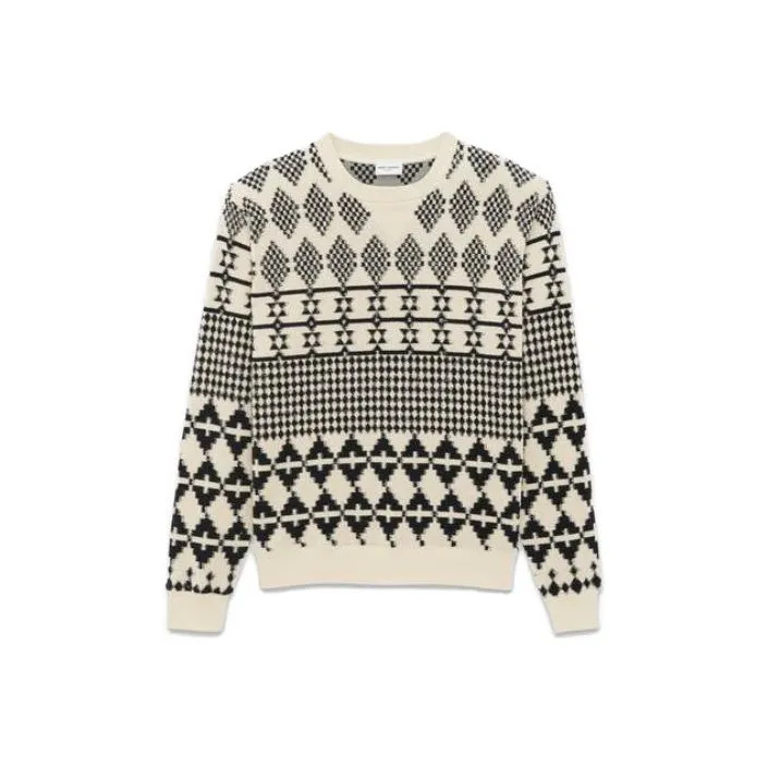 SAINT LAURENT Stripe-Jacquard Crewneck Jumper