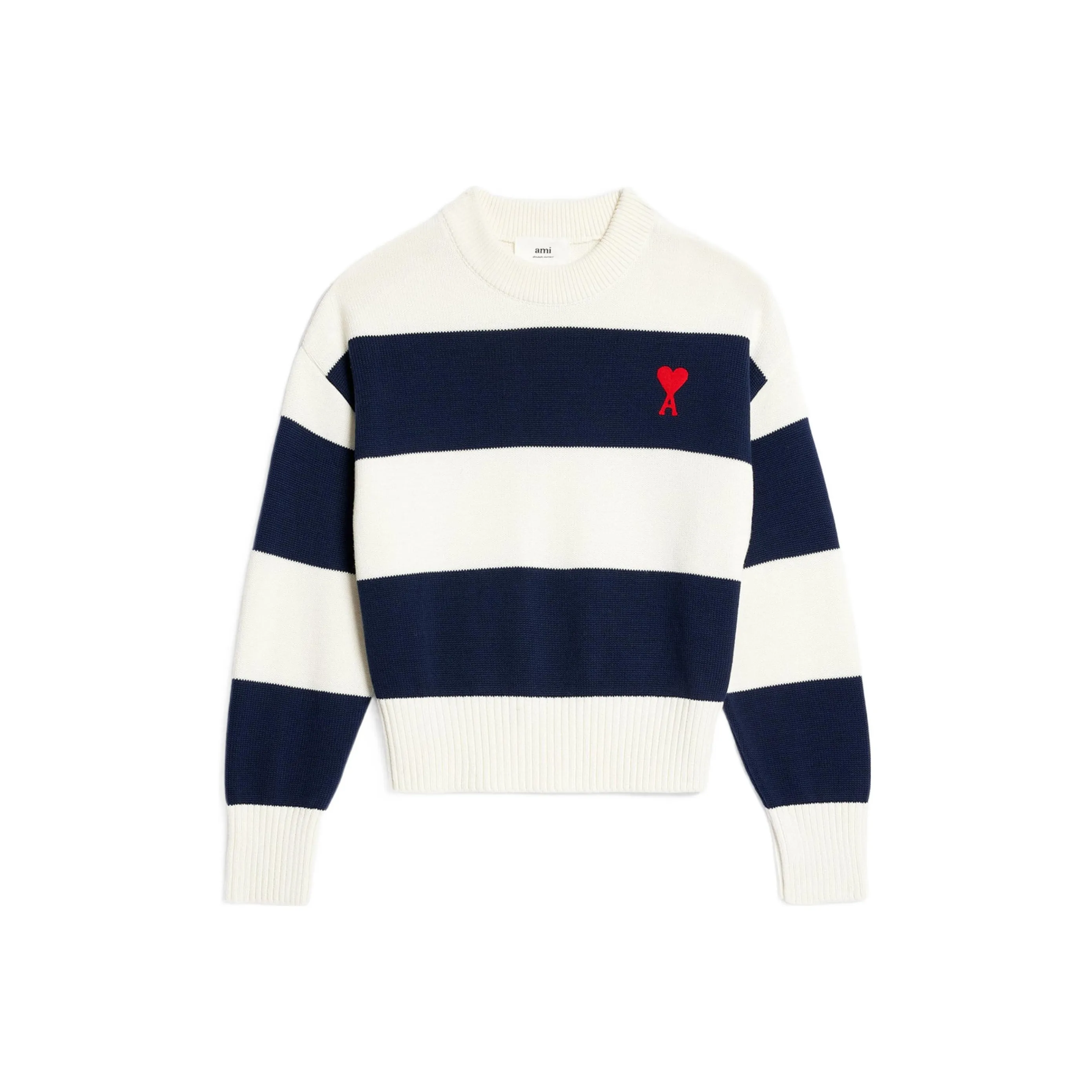 Ami Paris Ami De Coeur Sweater With Rugby Stripes