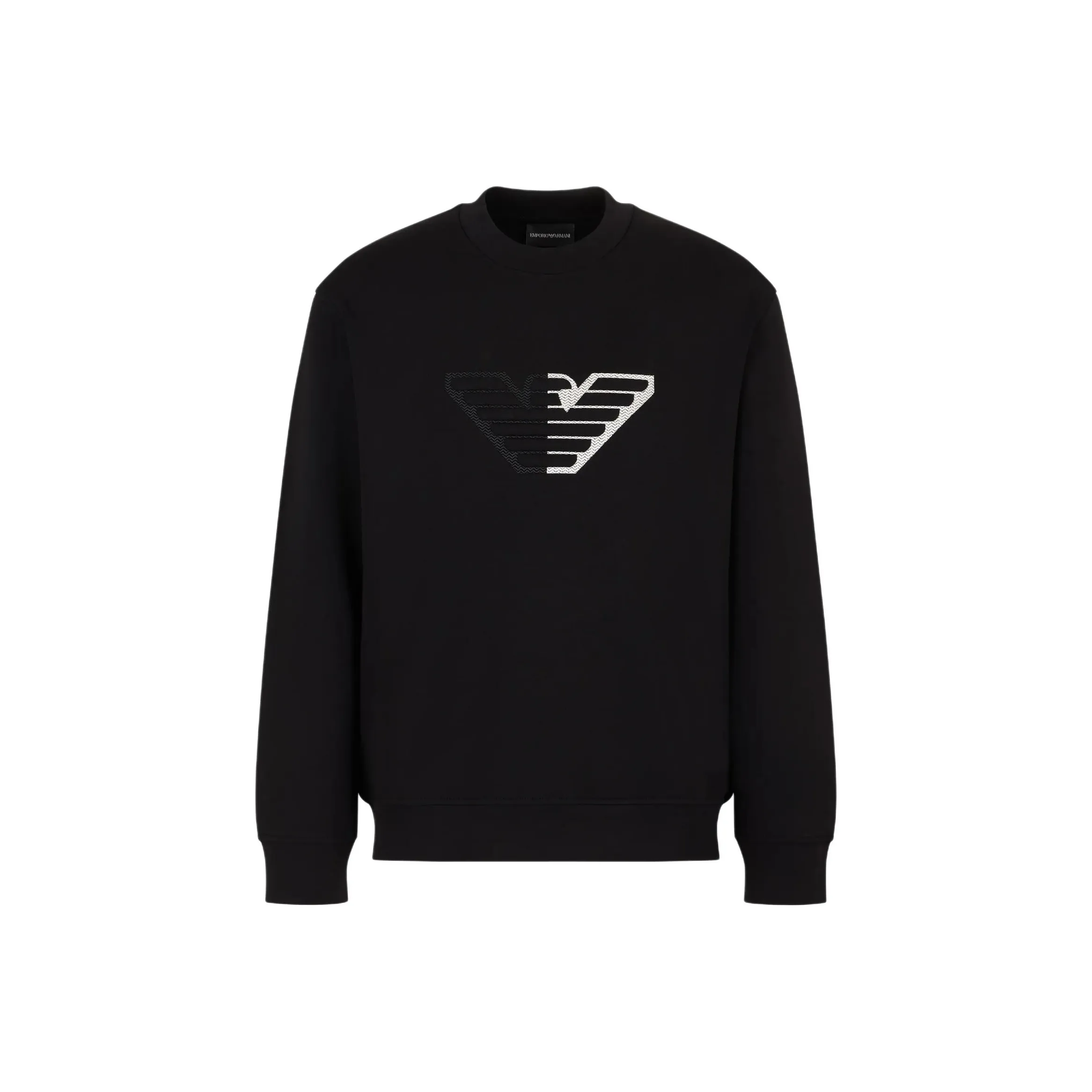 EMPORIO ARMANI Double jersey Sweatshirt With Embossed Oversized Eagle On A Chevron Background