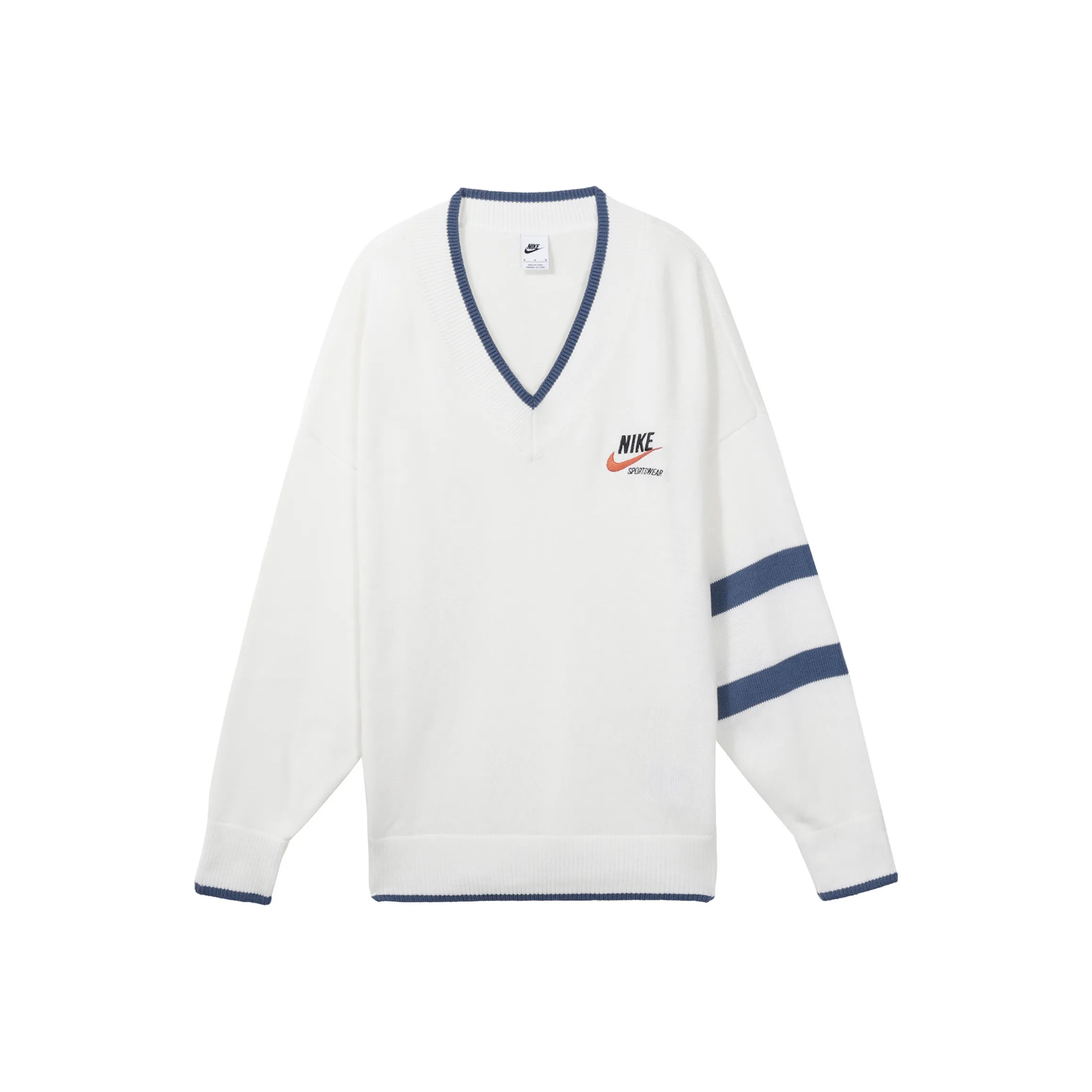 Nike SS23 Men's Trend Striped Print Pullover Sweater Off White