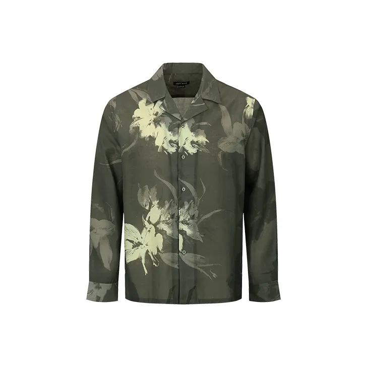 URBAN REVIVO Shirts Men's Dark Brown Green Print