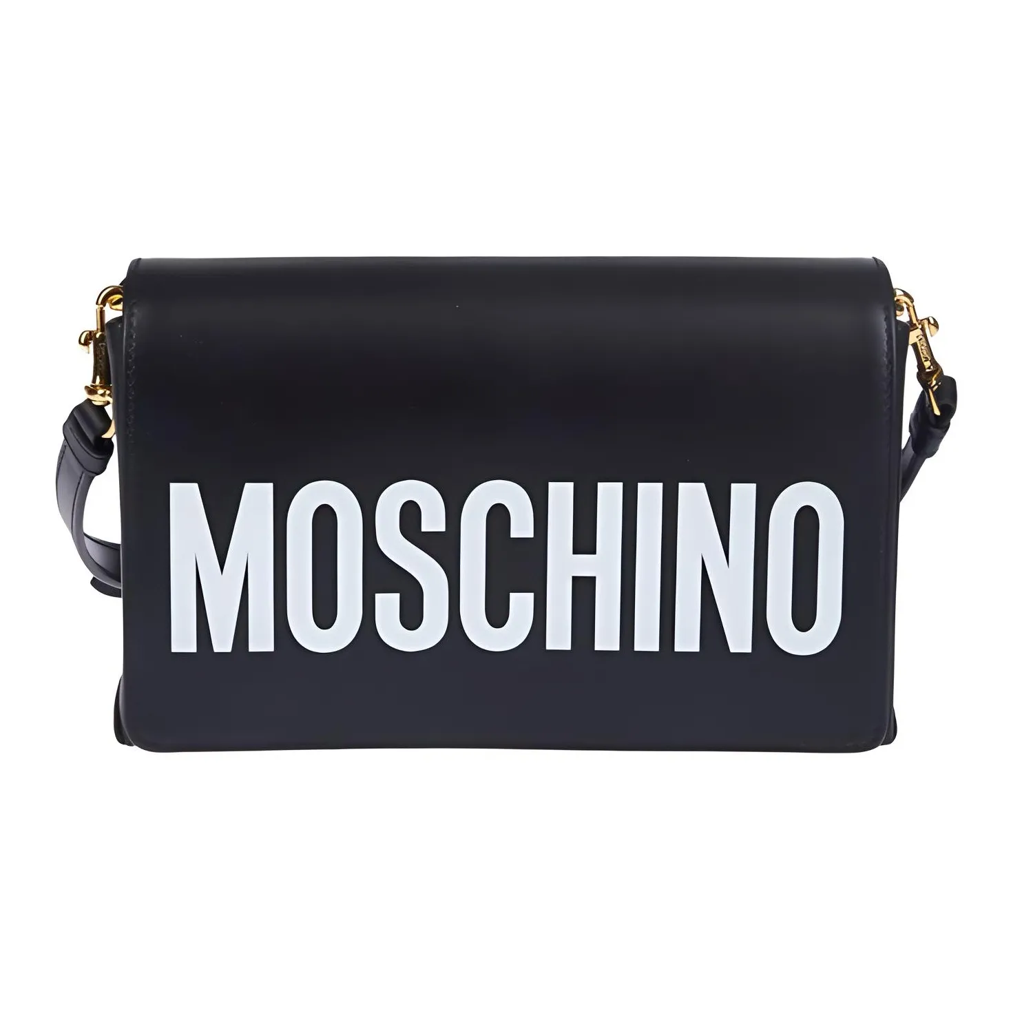MOSCHINO Cow Leather Camera Bag, Small Square Bag, Shoulder Bag Women's Black