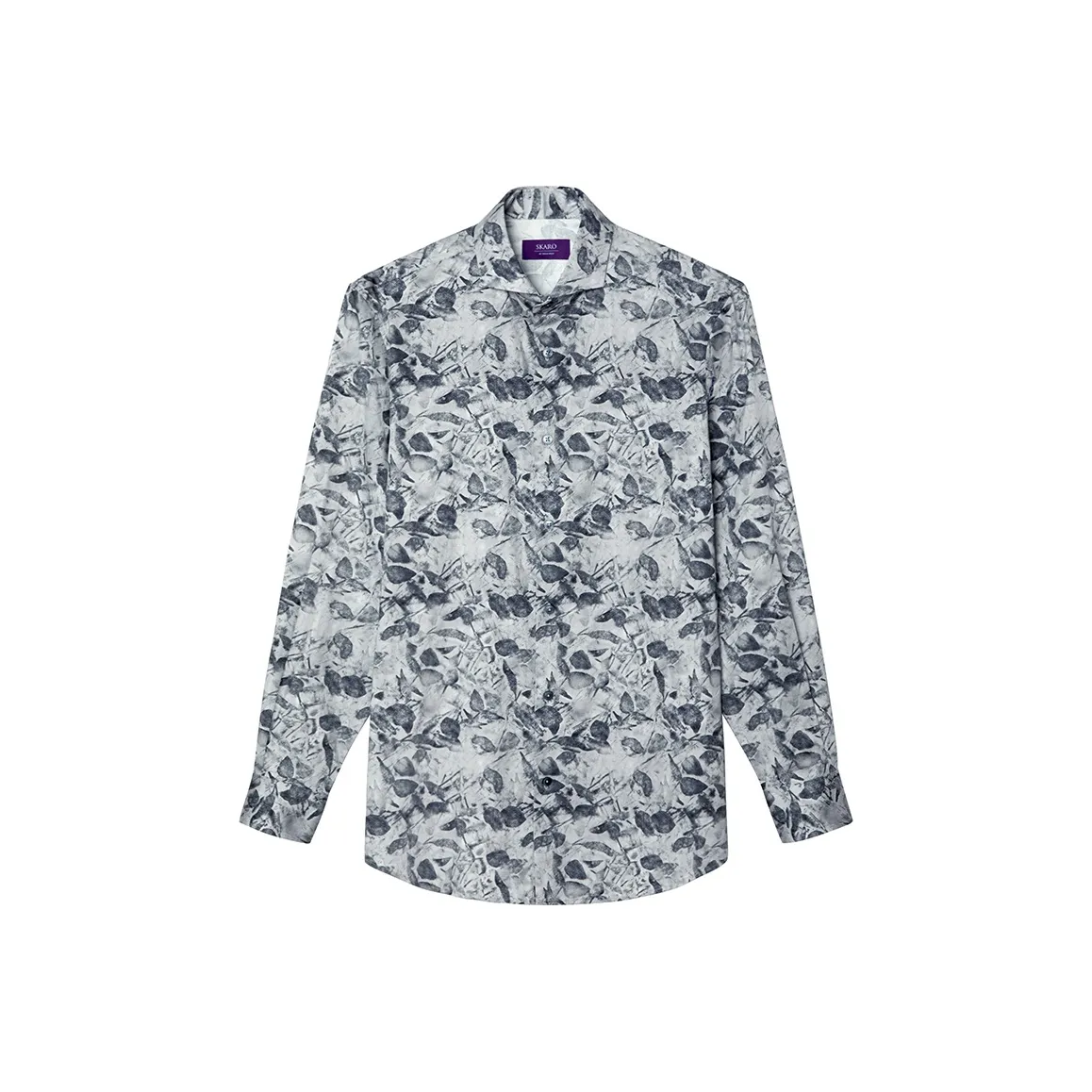 SKARO Рубашка Мужская Синяя Основа Утонувший Лист SKE2041