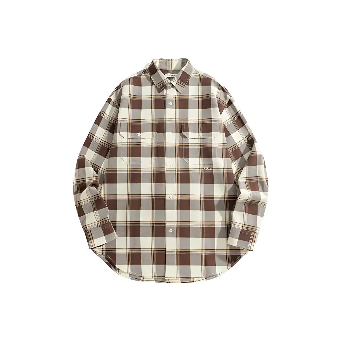 PEACEBIRD MEN Eye C Коллаборация Series Рубашка Мужская Кофейного цвета Желтый