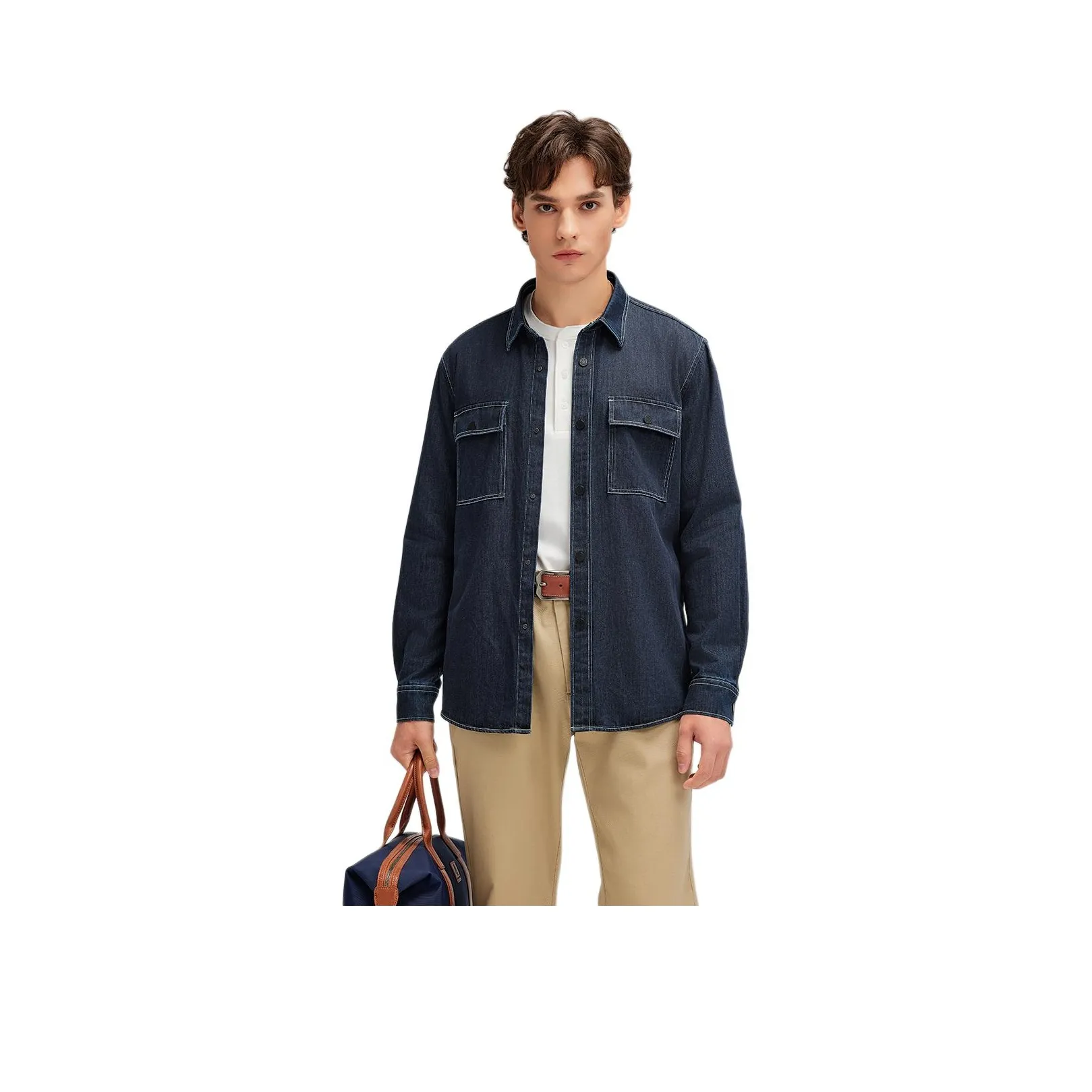 Hush Puppies Индиго Деним Мужские Рубашки