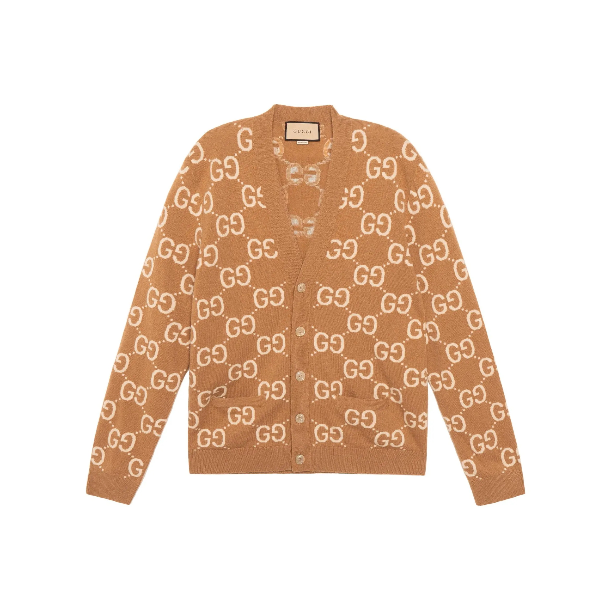 GUCCI Gg Wool Jacquard V Neck Cardigan